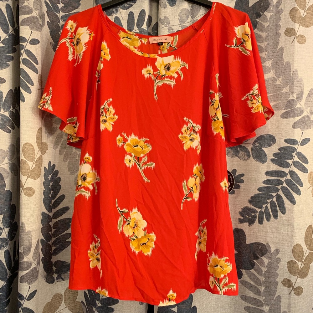 Red floral top
